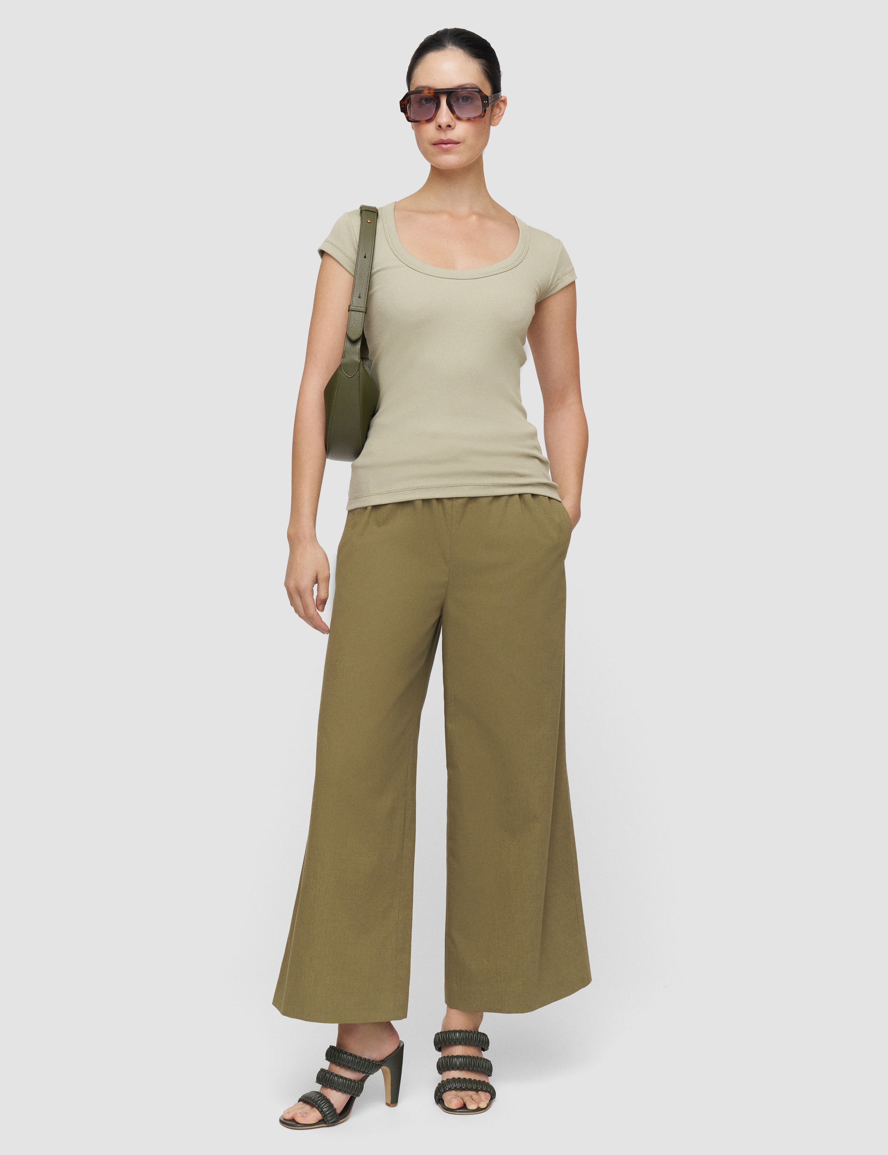 Green Saba Cotton Rib Top - Joseph