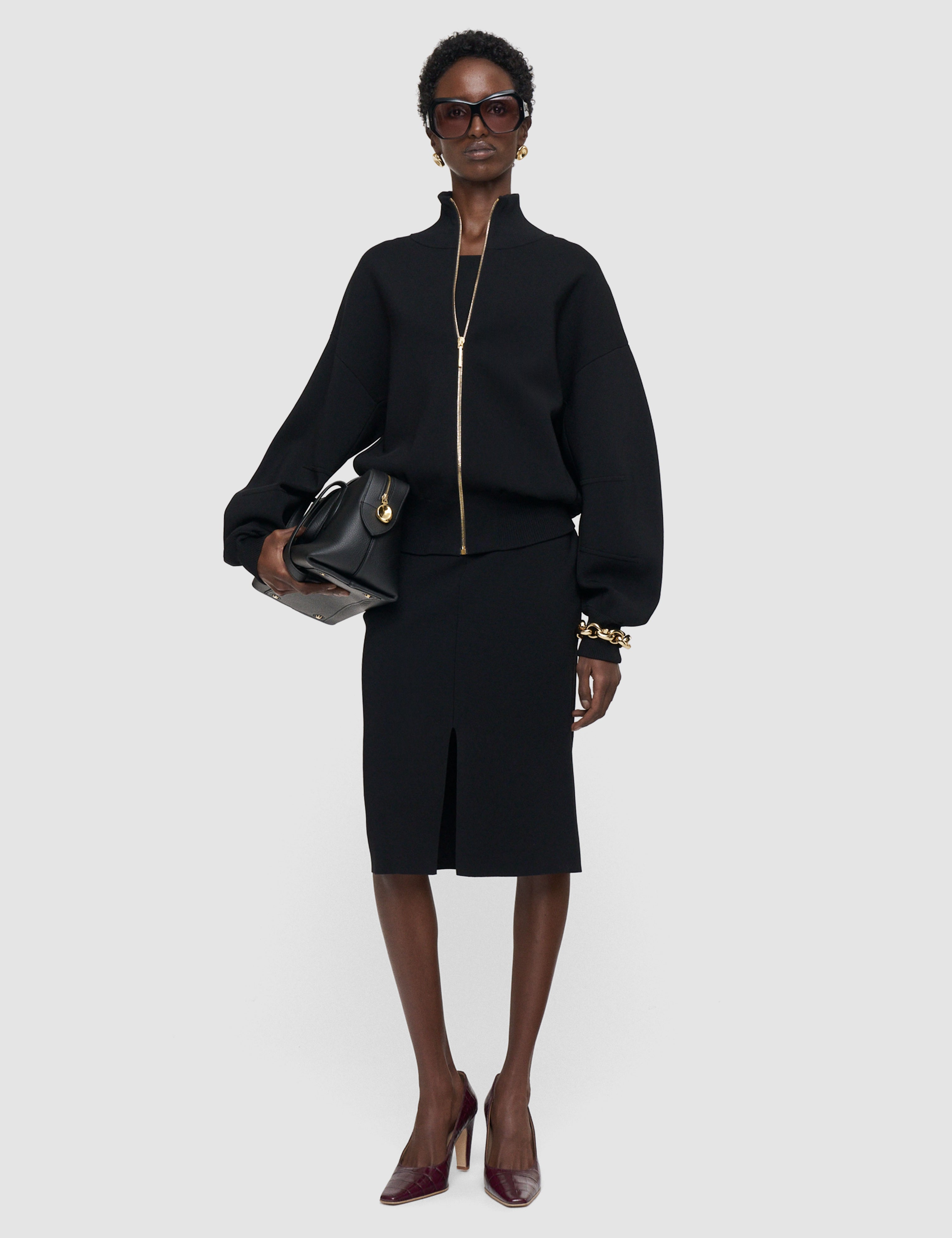 Black Sable Compact Milano Knit Jacket - Joseph