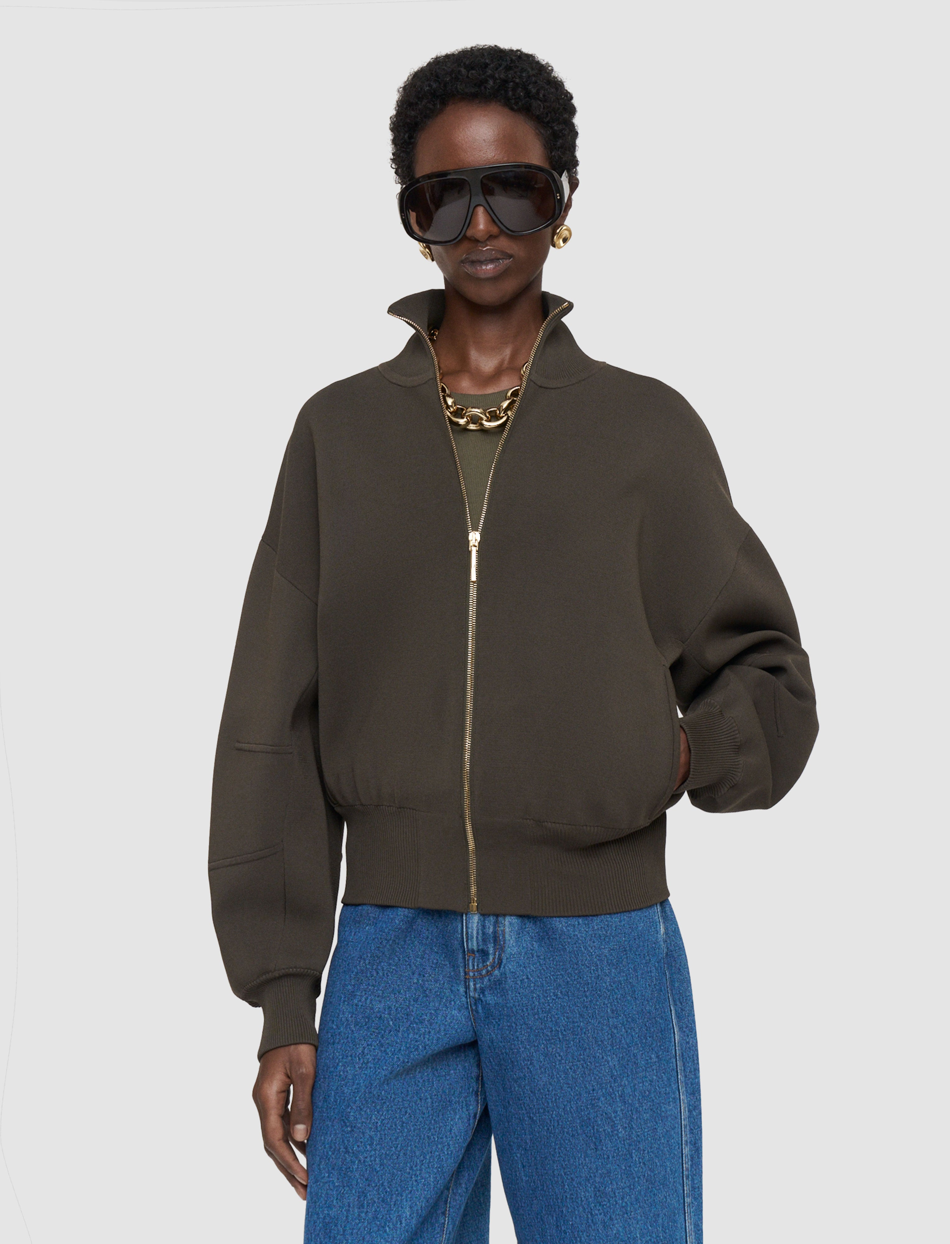 green-sable-milano-knit-bomber-jacket-JOSEPH