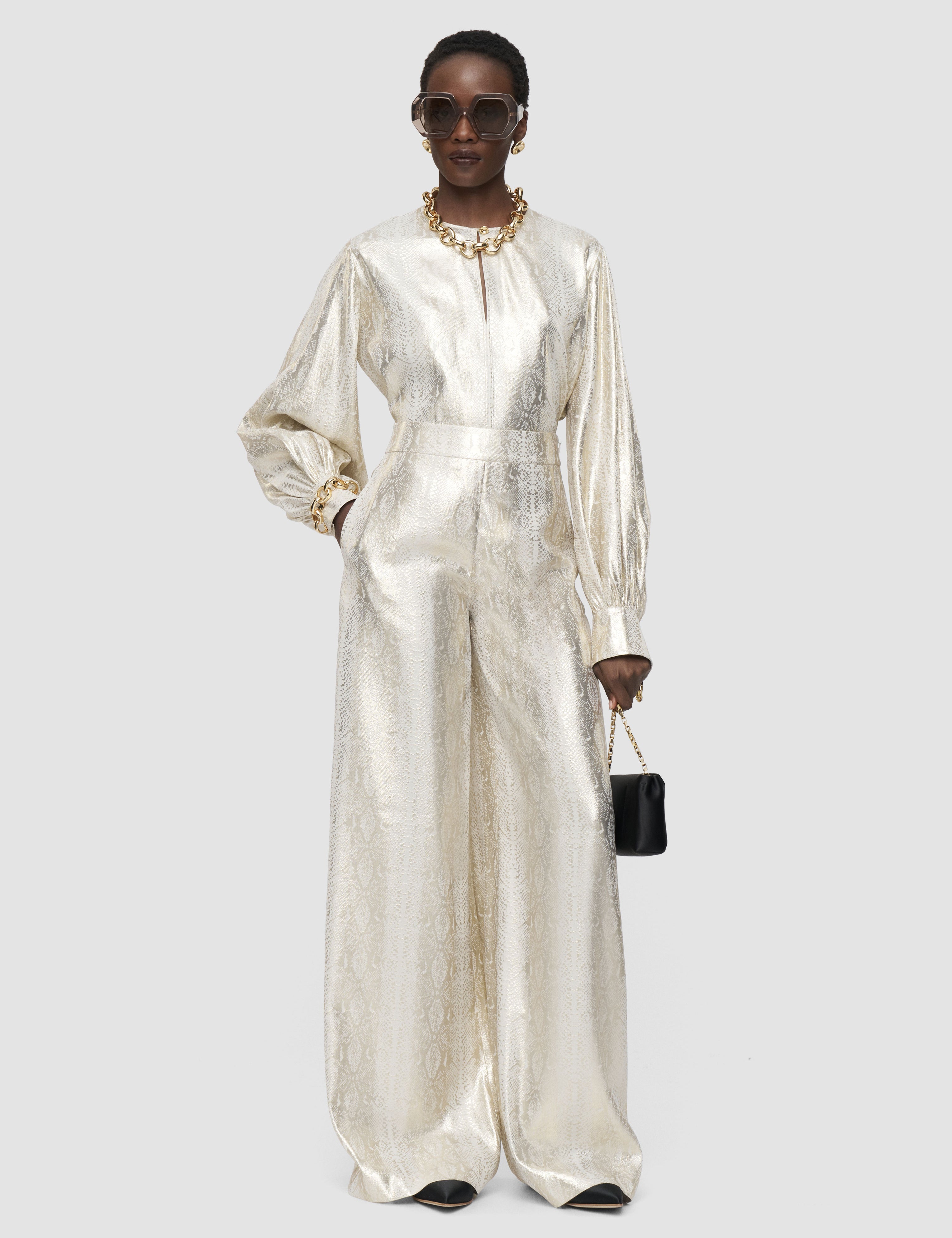Gold Selene Silk Snake Lame Trousers - Joseph