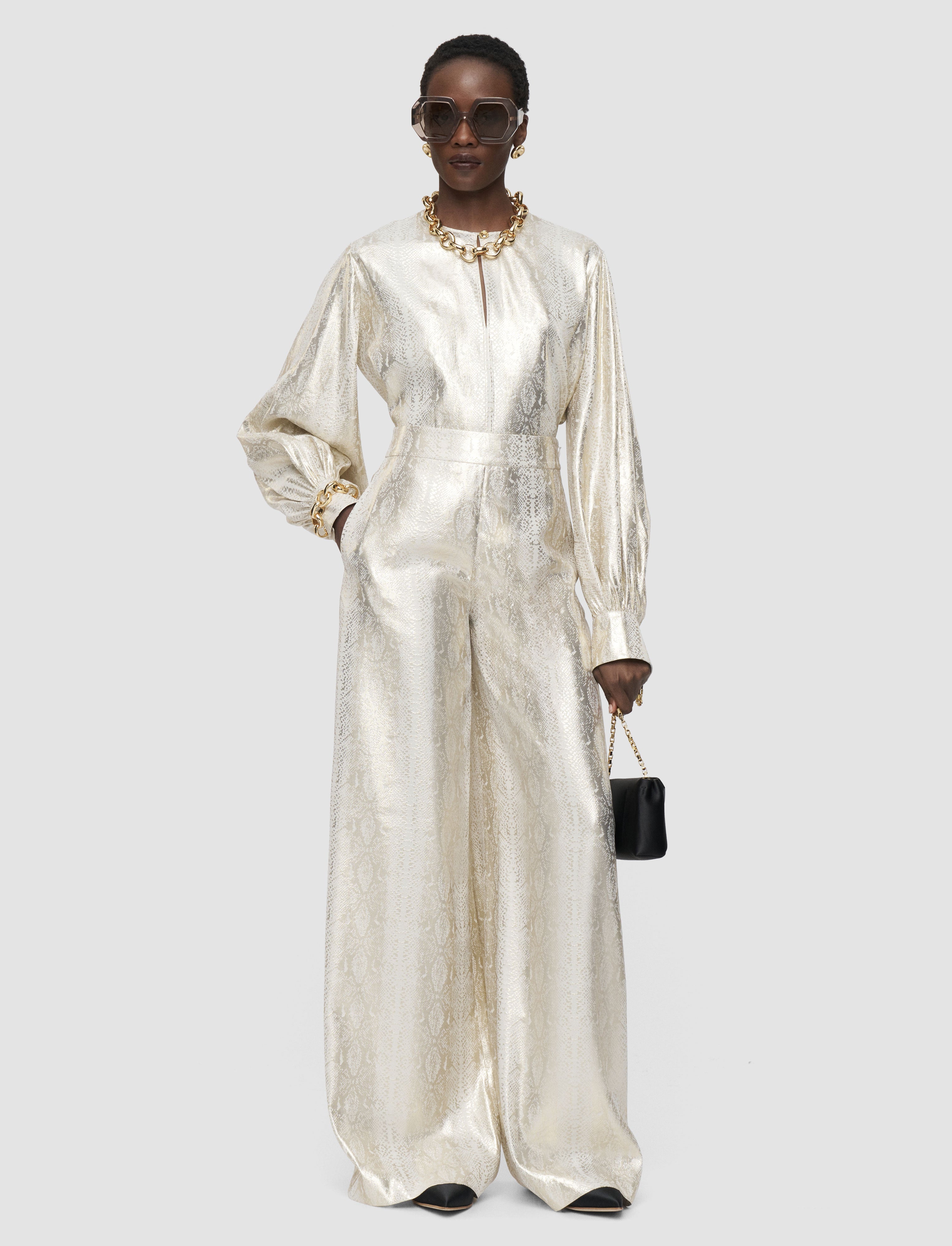 gold-pantalon-selene-soie-snake-lame-JOSEPH