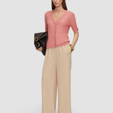 Pink Sens Silk Cotton Rib Top - Joseph