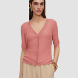 Pink Sens Silk Cotton Rib Top - Joseph
