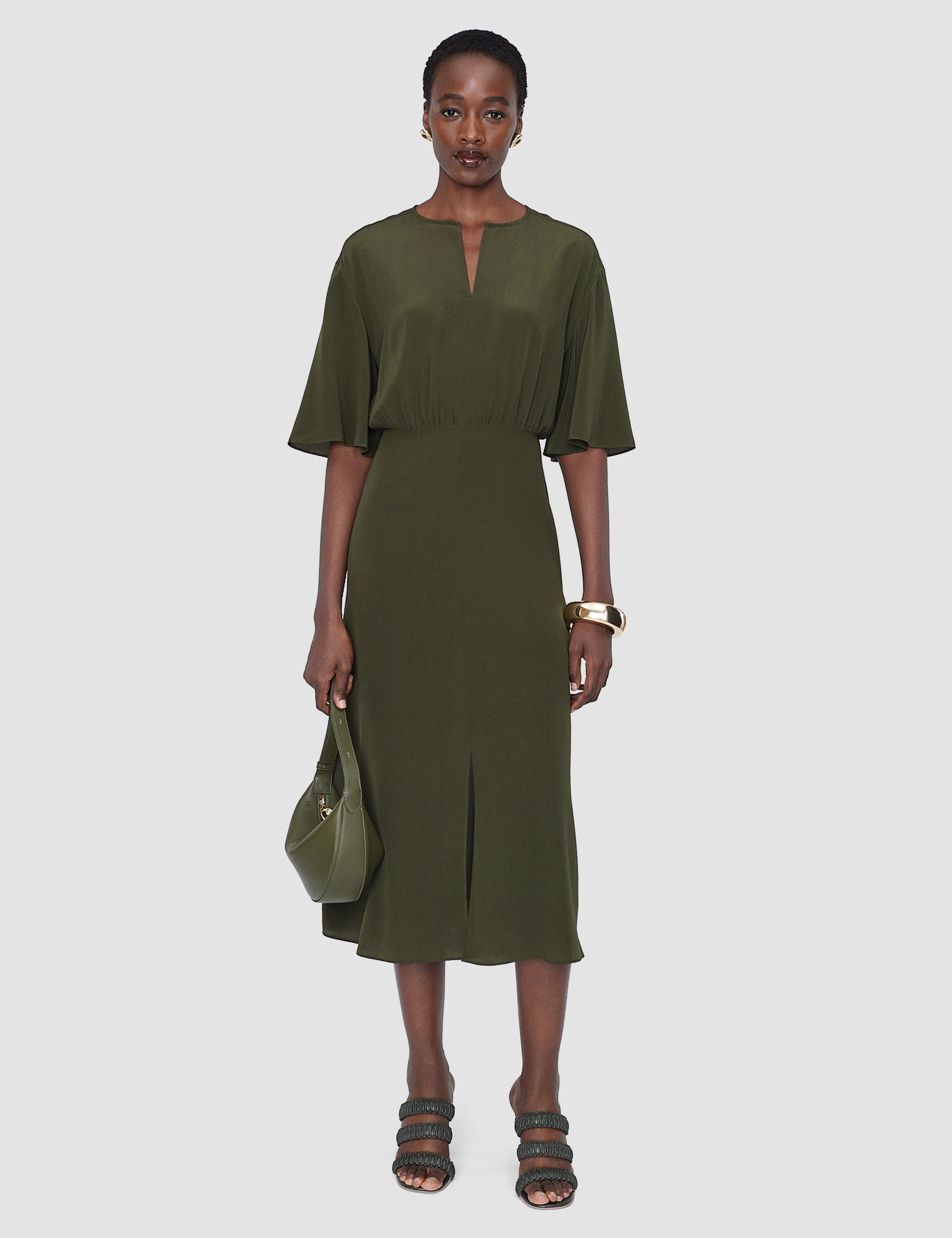 Green Silsila Crepe de Soie Silk Dress - Joseph
