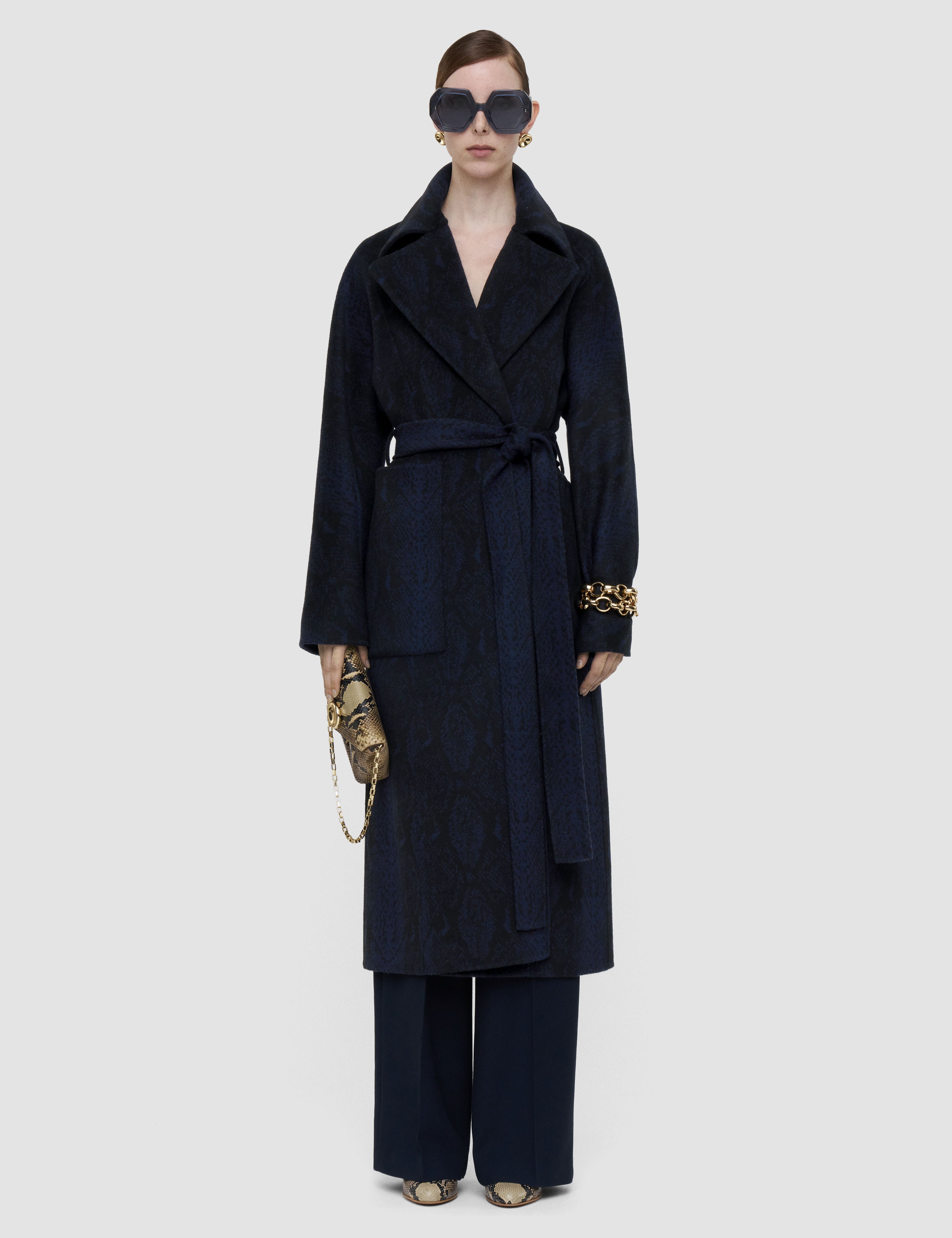 Blue Spencer Double Face Snake Jacquard Coat - Joseph