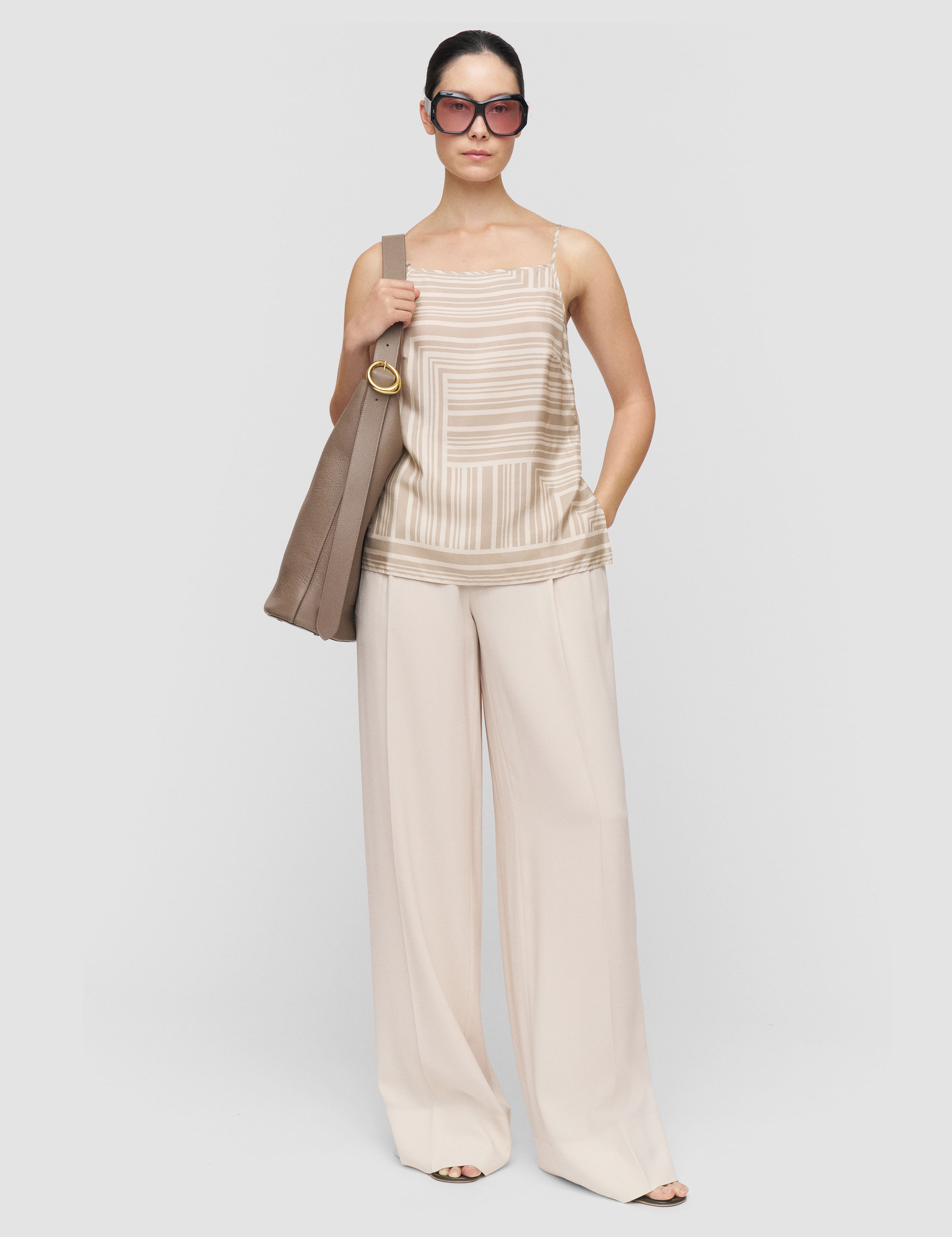 Beige Stace Printed Silk Camisole - Joseph