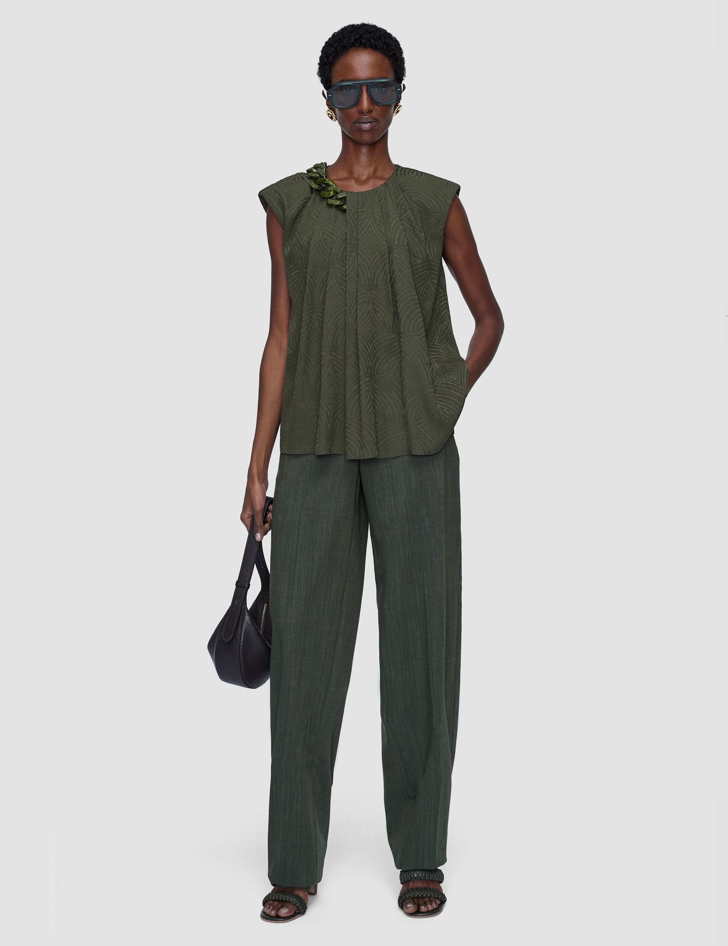 Green Taddart Jacquard Silk Top - Joseph