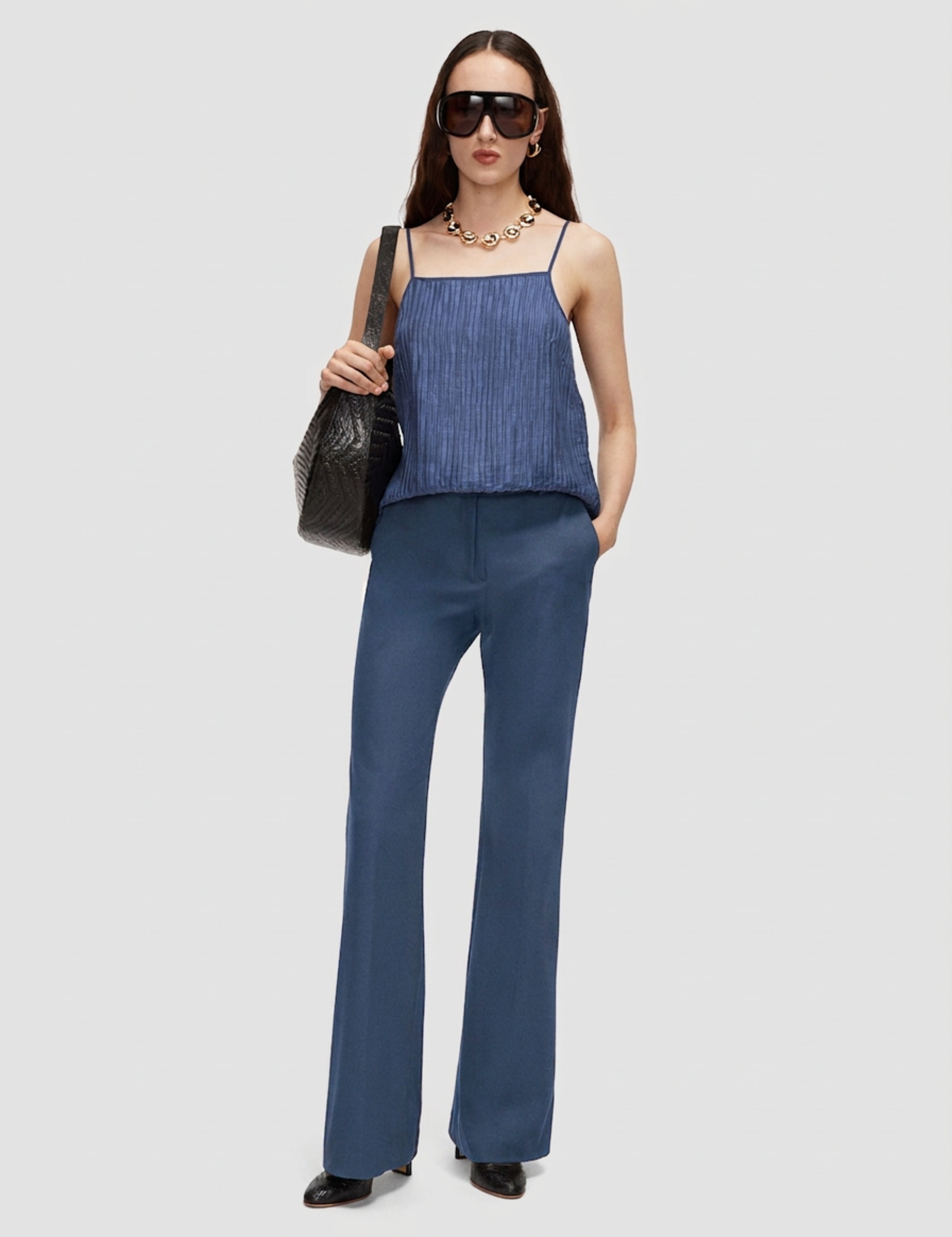 Blue Tafira Gabardine Stretch Trousers - Joseph