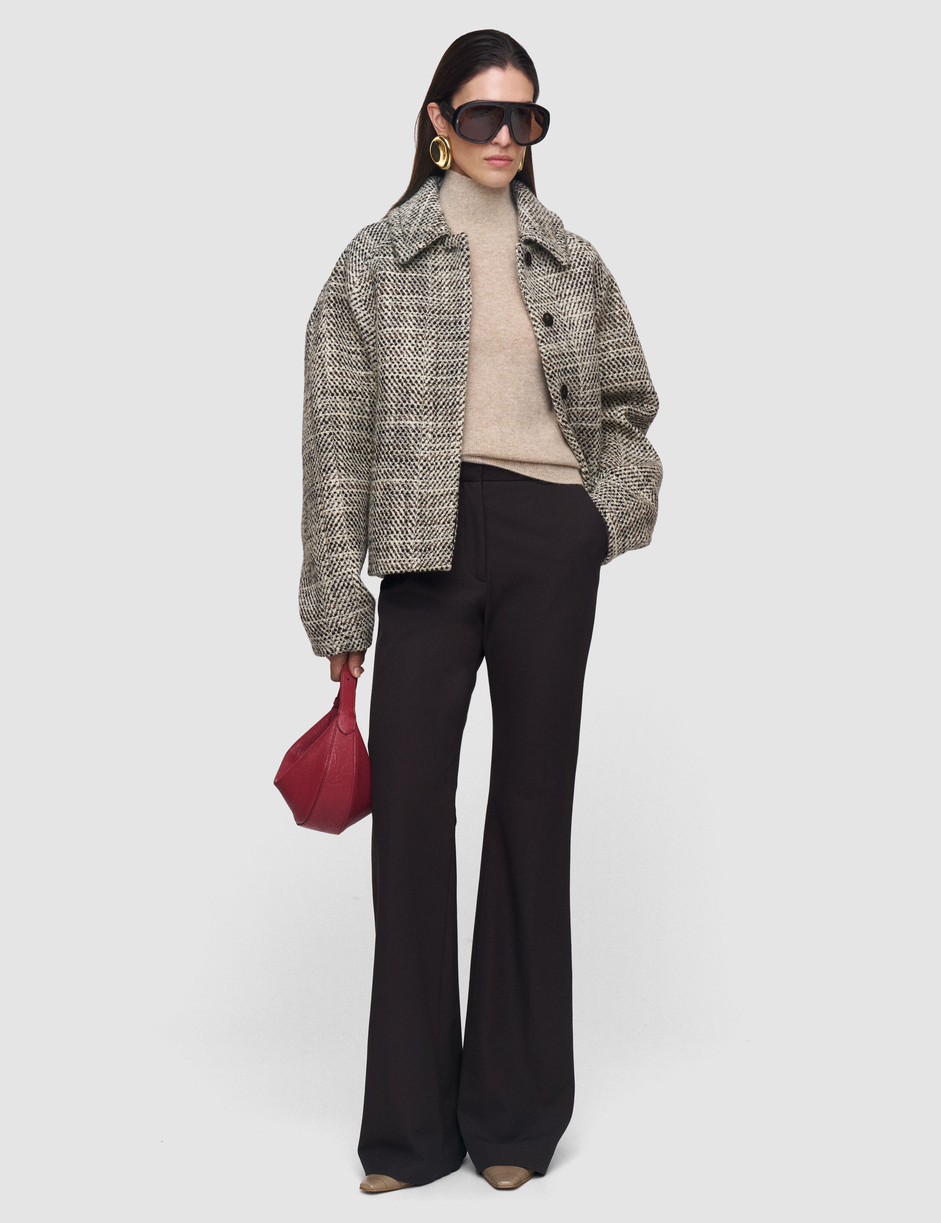 Brown Tafira Gabardine Stretch Trousers - Joseph