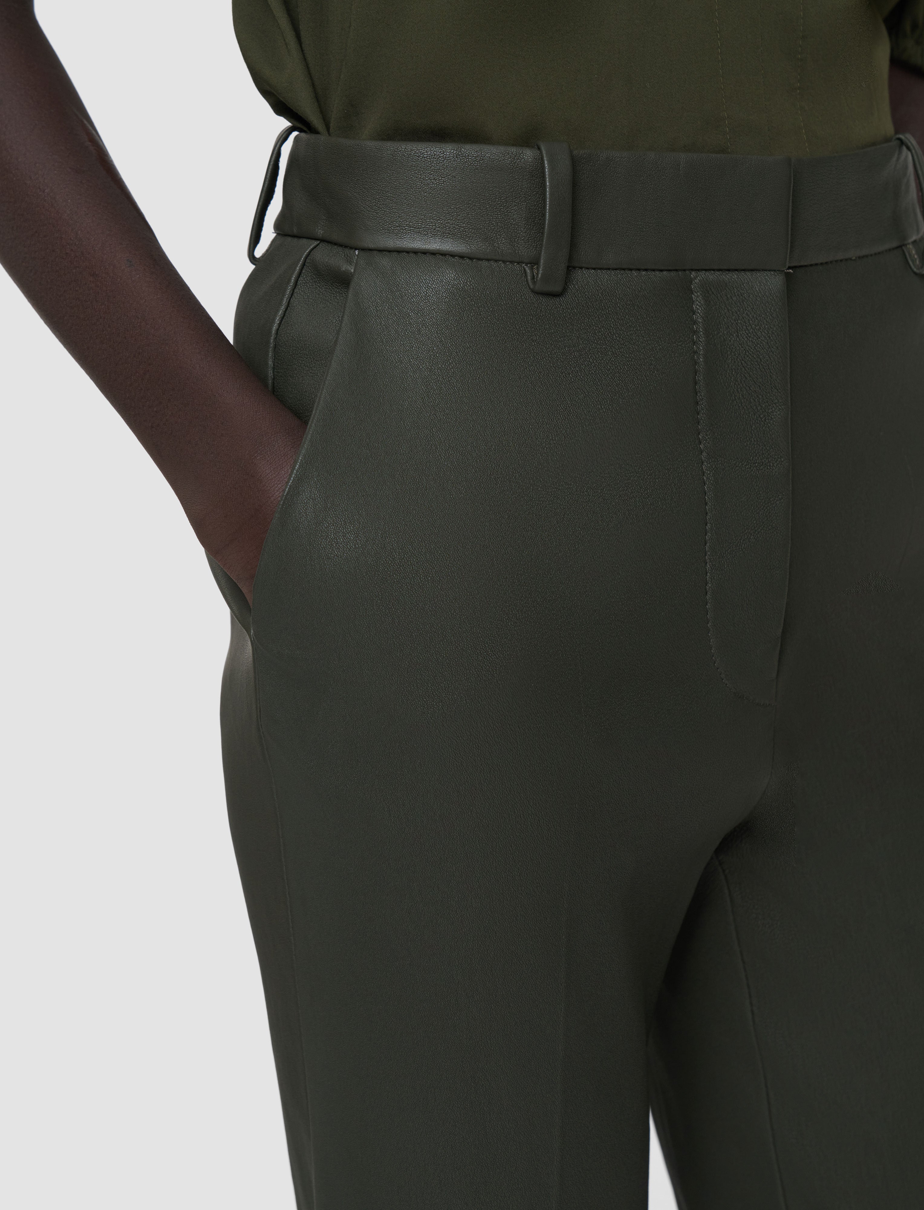 green-tafira-leather-stretch-trousers-JOSEPH