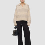 Beige Take Brushed Alpaca Polo Jumper - Joseph