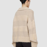 Beige Take Brushed Alpaca Polo Jumper - Joseph