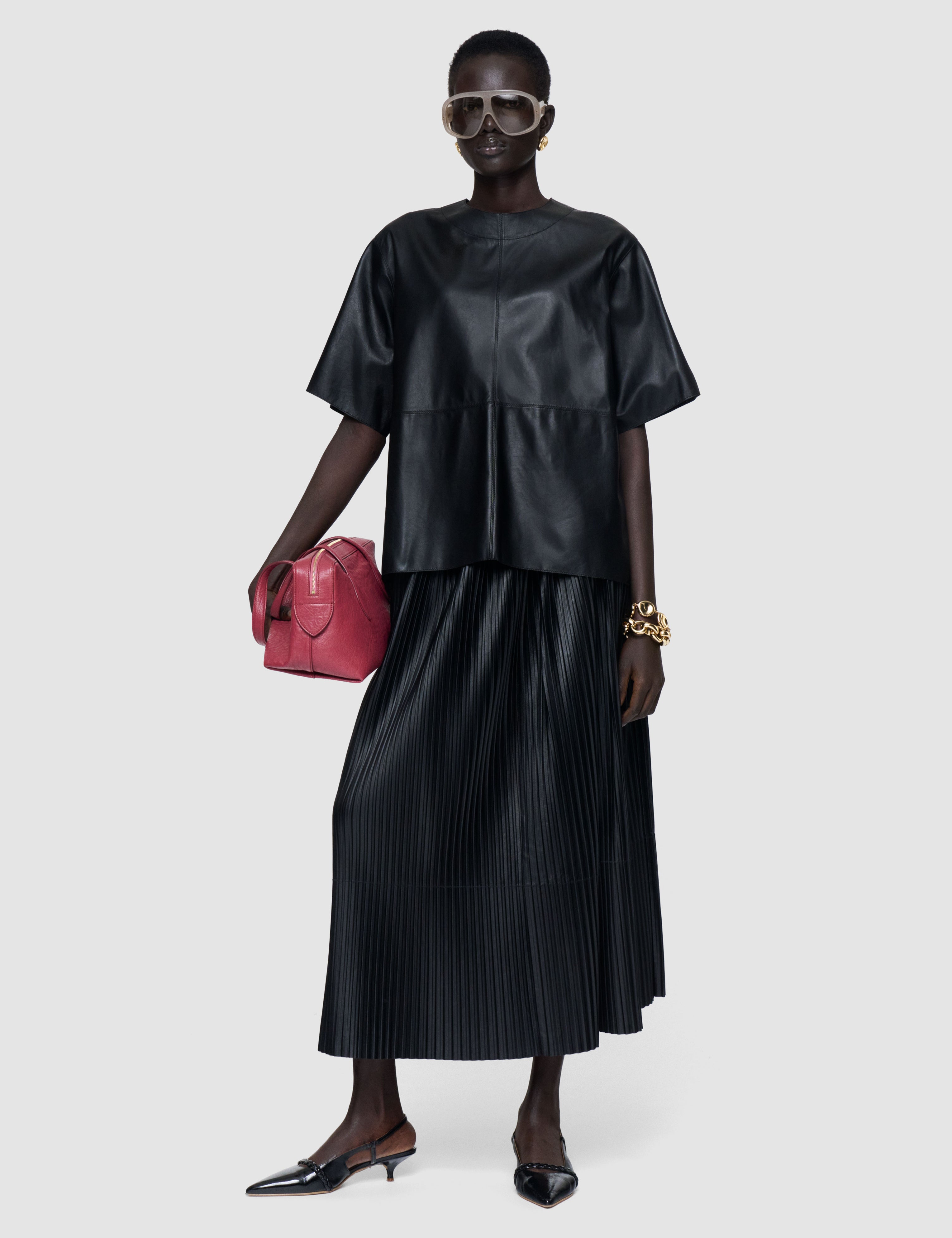 Black Tanjic Light Nappa Leather Top - Joseph