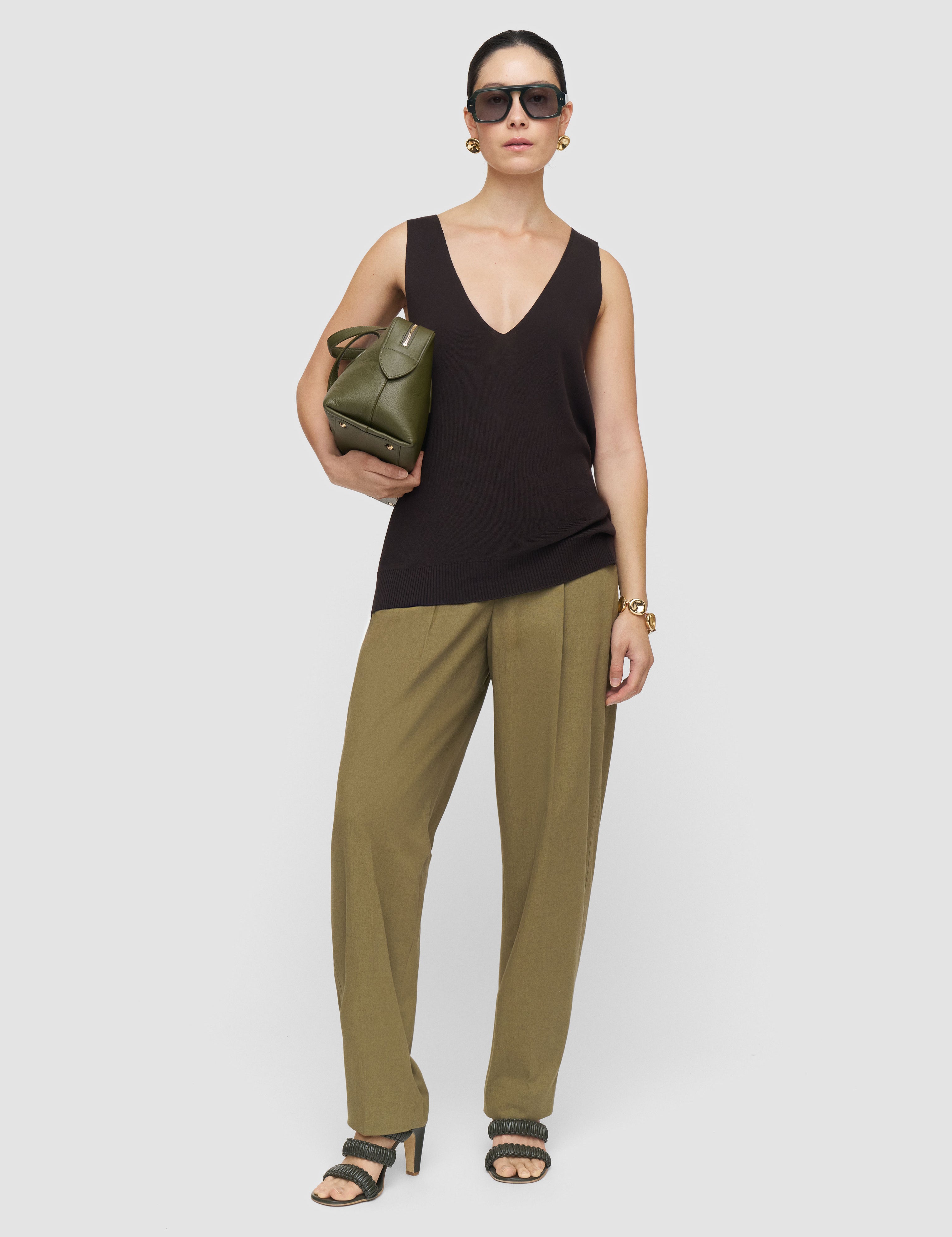 Brown Tell Silk Knit Vest Top - Joseph