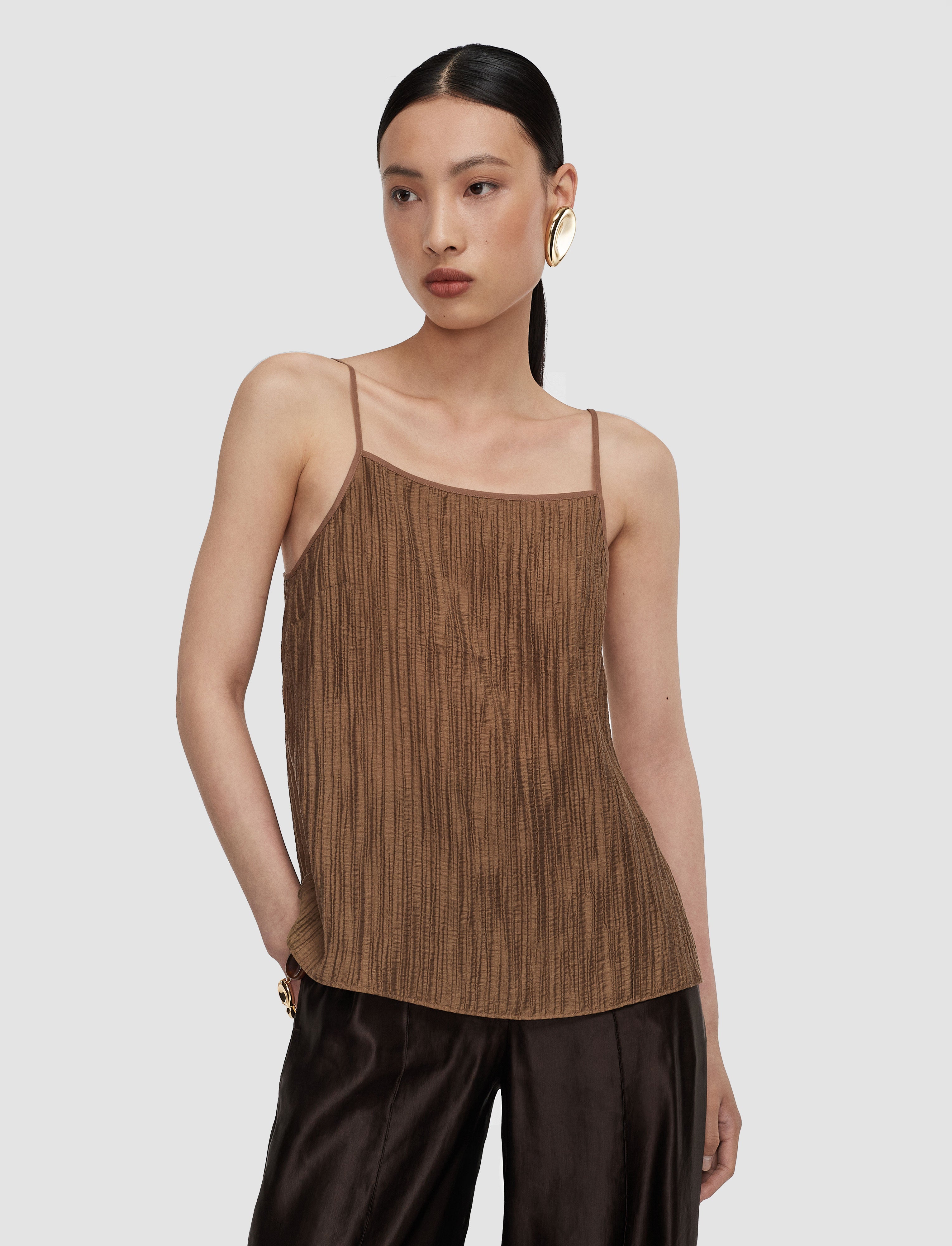 brown-titana-fluid-crinkle-camisole-JOSEPH