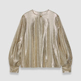 Gold Valerie Silk Snake Lame Blouse - Joseph