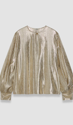 Gold Valerie Silk Snake Lame Blouse - Joseph