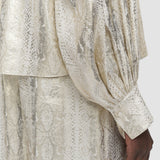 Gold Valerie Silk Snake Lame Blouse - Joseph