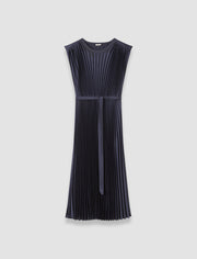 Blue Volta Knit Weave Plissé Dress - Joseph