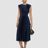 Volta Knit Weave Plissé Dress