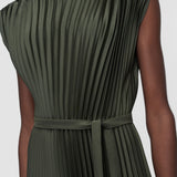 Green Volta Knit Weave Plissé Dress - Joseph