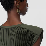 Green Volta Knit Weave Plissé Dress - Joseph