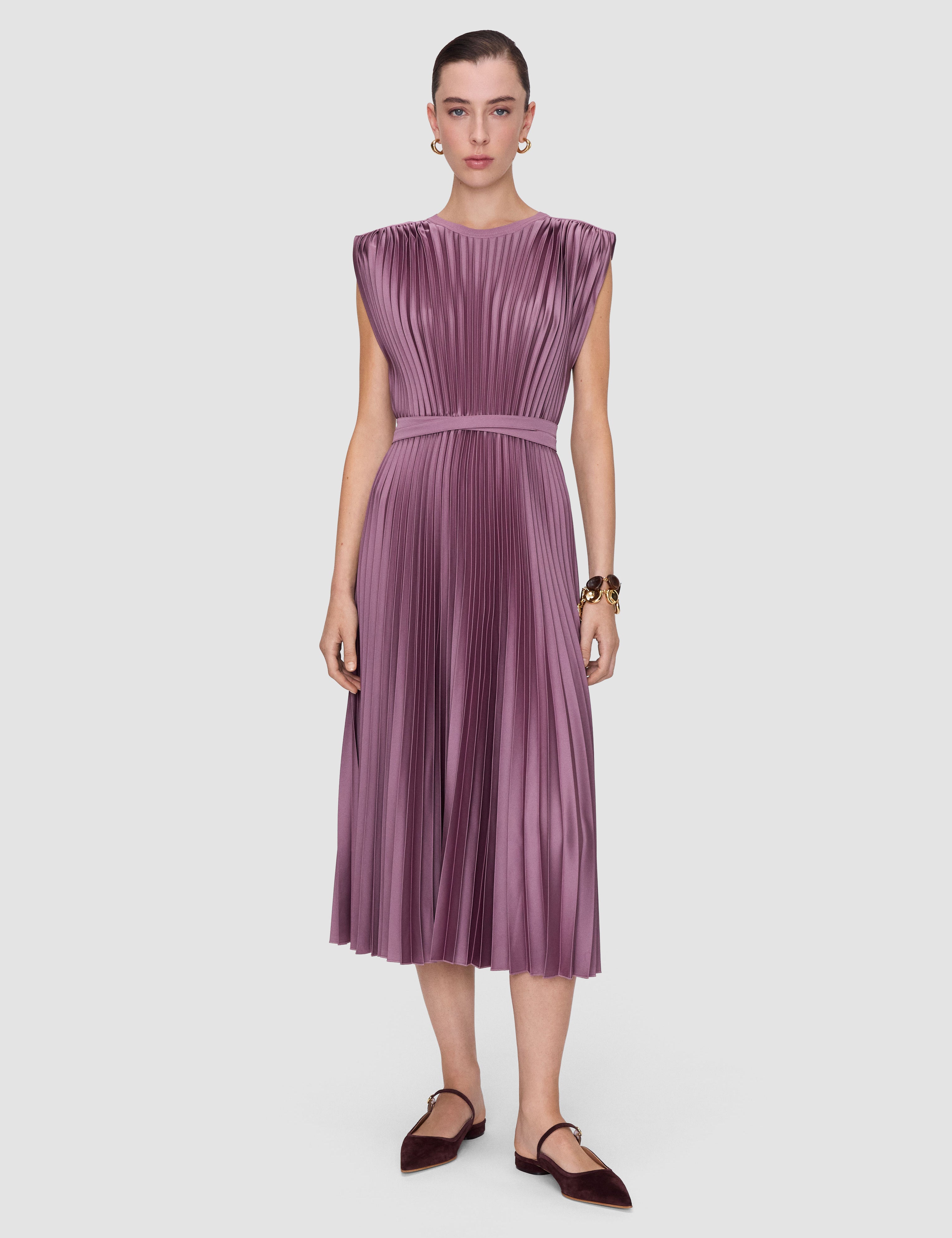 Purple Volta Knit Weave Plissé Dress - Joseph