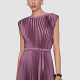 Purple Volta Knit Weave Plissé Dress - Joseph