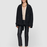 Black Weston Double Face Cashmere Pea Coat - Joseph
