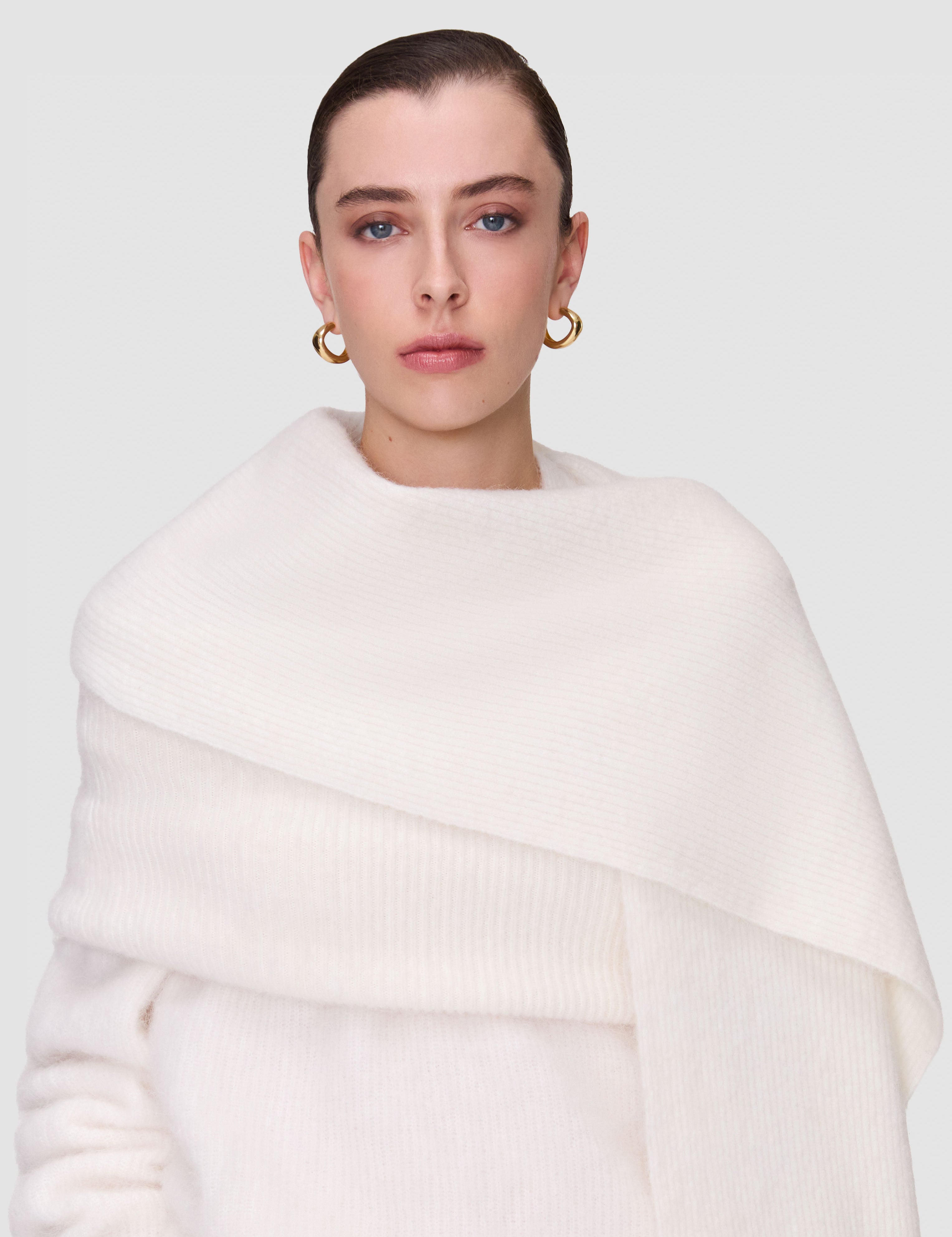 White Wilbur Brushed Wool Scarf - Joseph