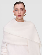 White Wilbur Brushed Wool Scarf - Joseph