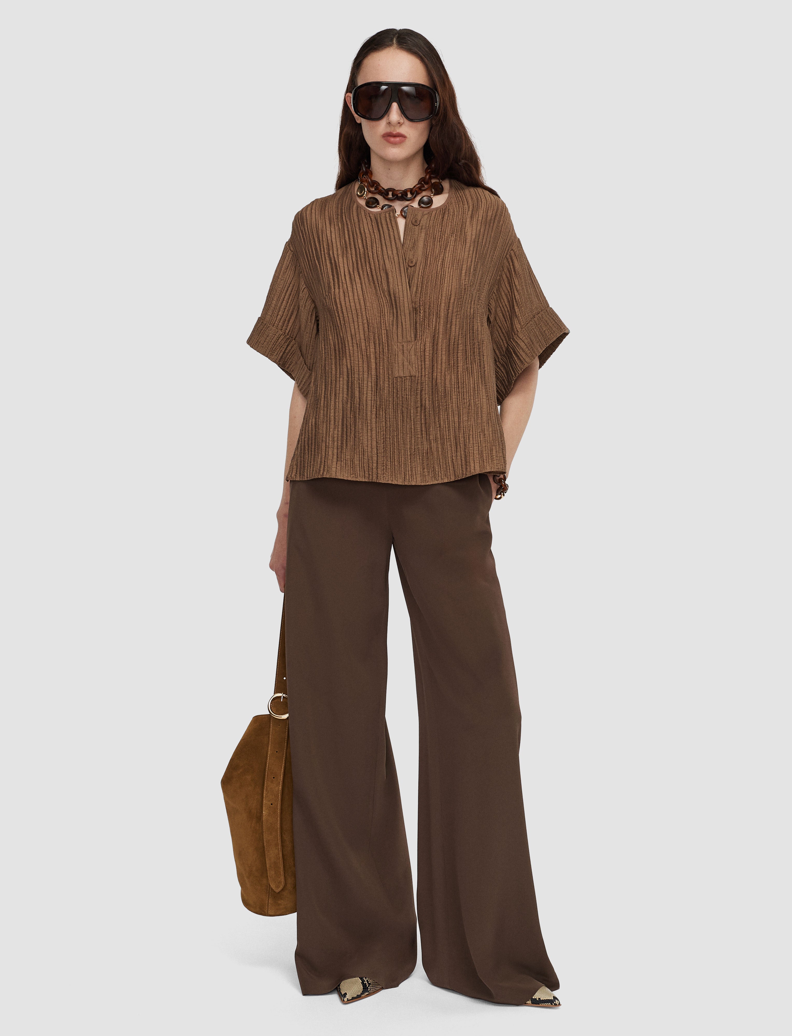 brown-yani-fluid-crinkle-blouse-JOSEPH