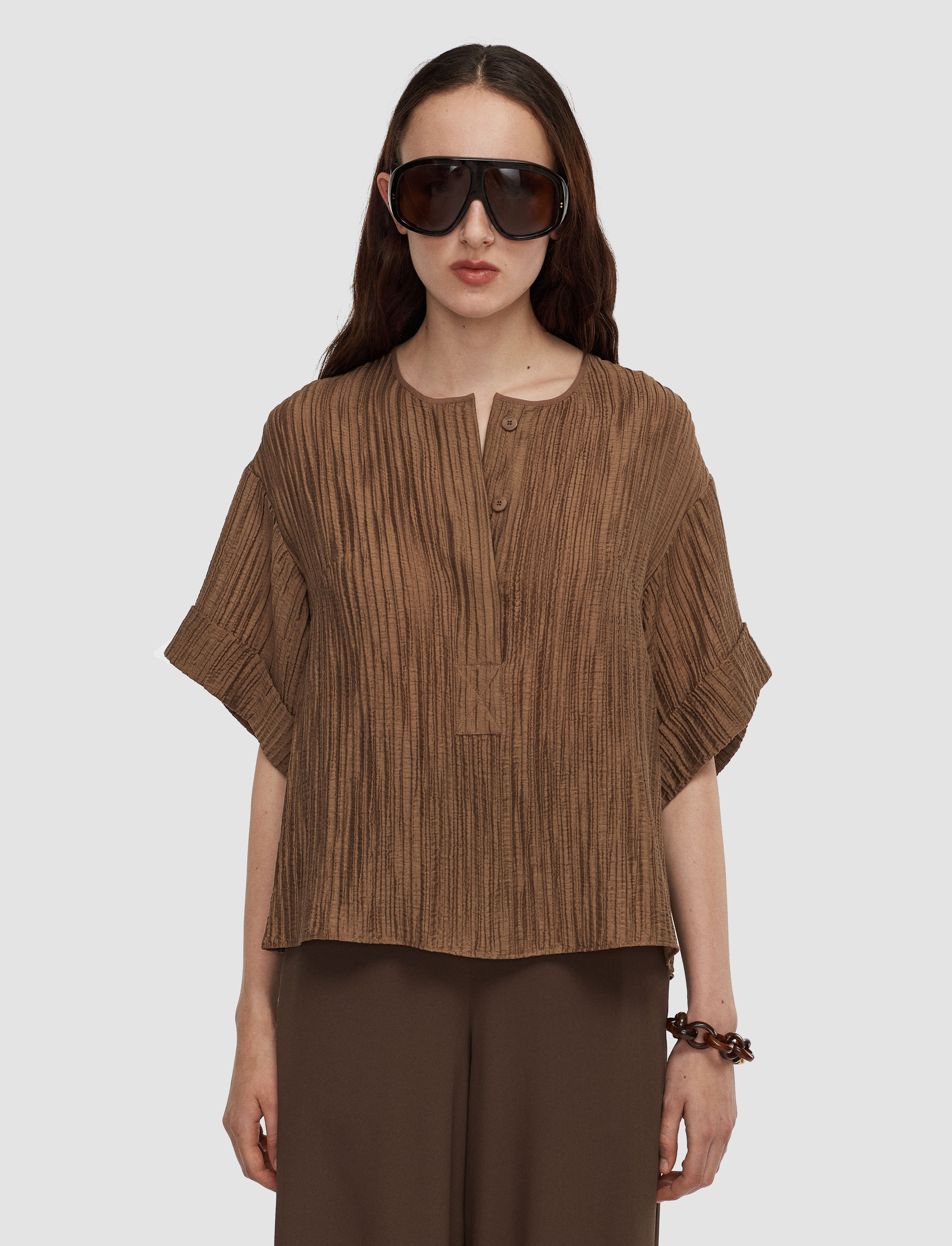 brown-yani-fluid-crinkle-blouse-JOSEPH