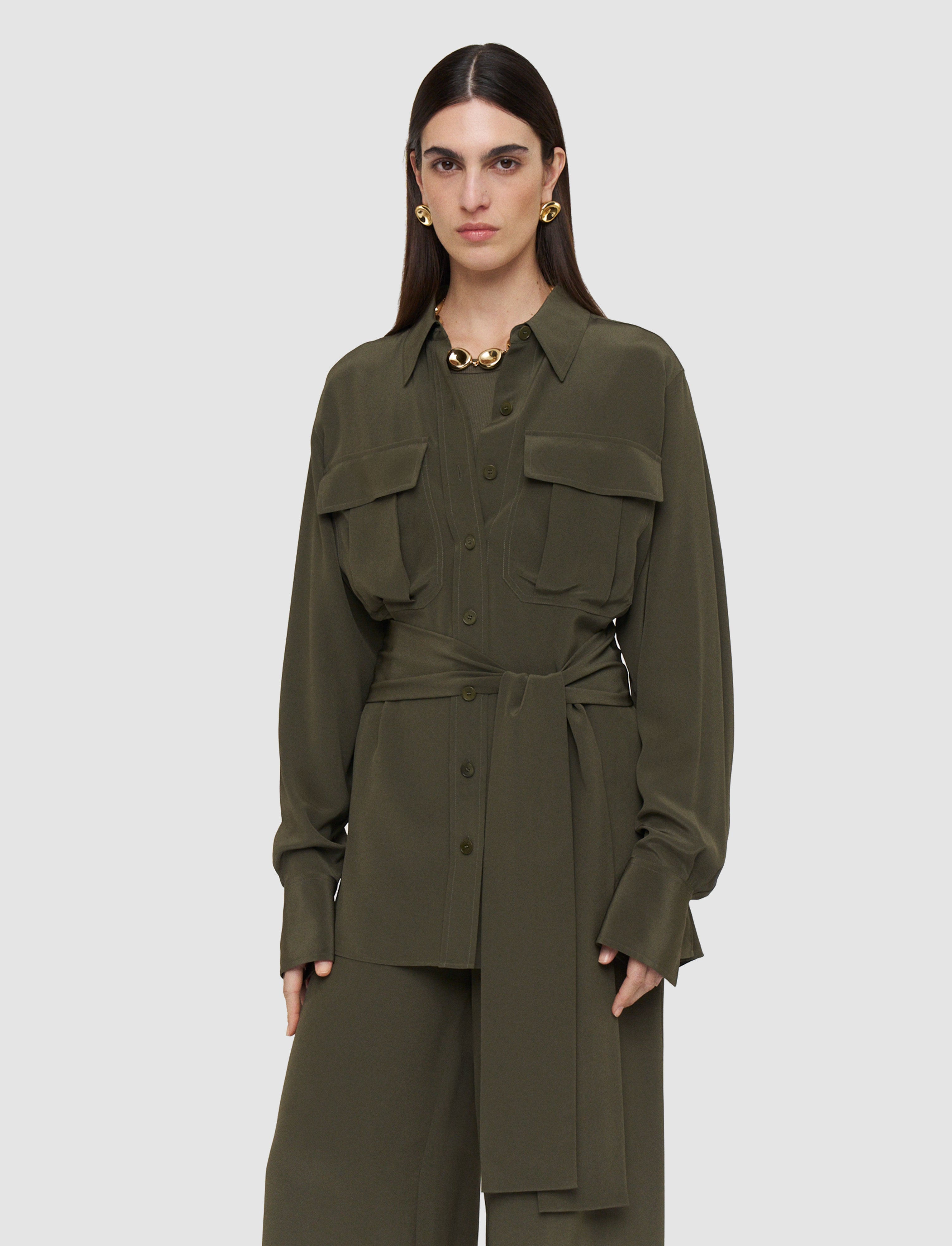 green-yas-crepe-de-soie-silk-shirt-JOSEPH