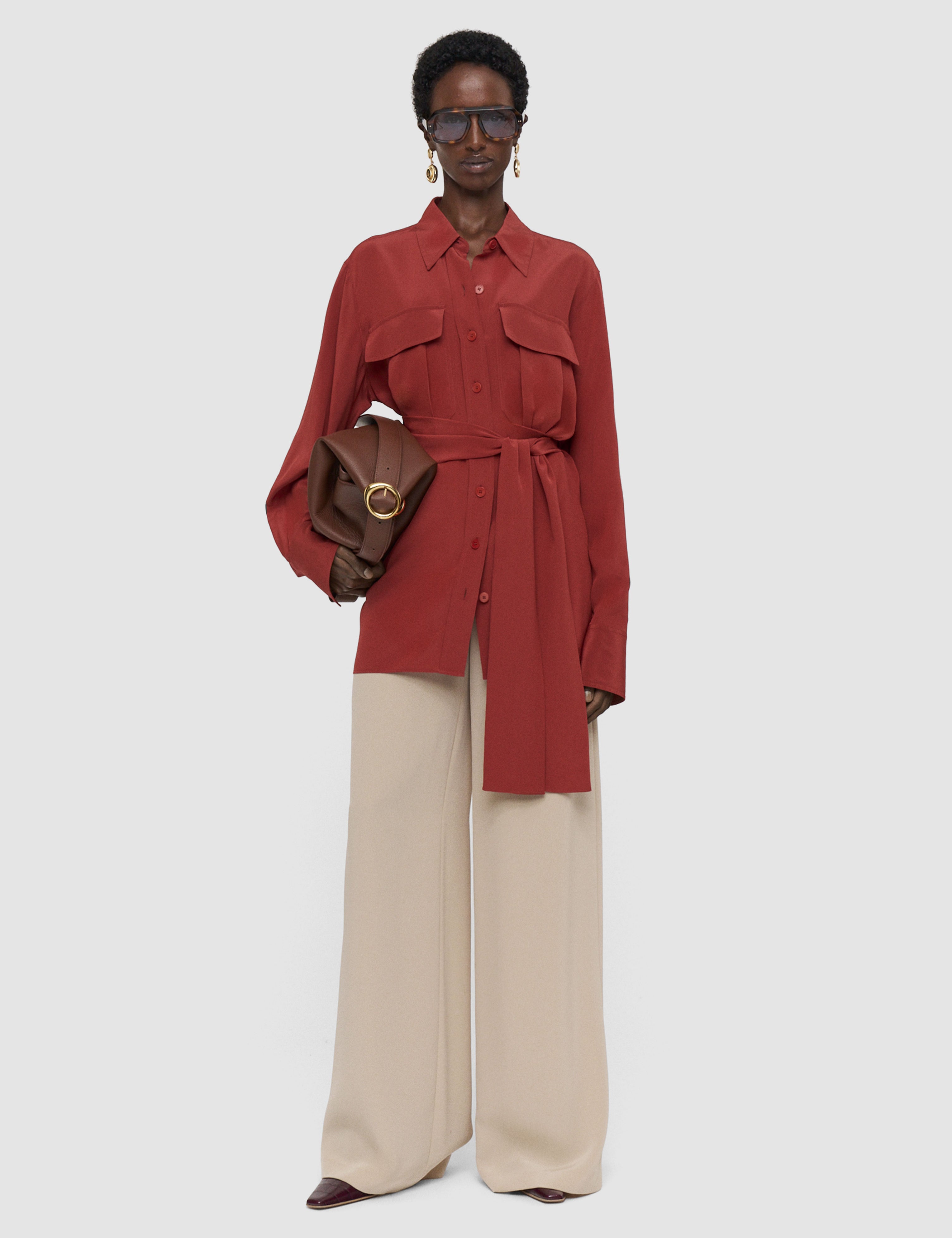 Red Yas Crepe de Soie Silk Shirt - Joseph