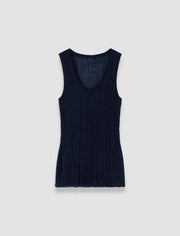Blue Ycaza Sheer Wool Rib Vest - Joseph