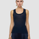 Blue Ycaza Sheer Wool Rib Vest - Joseph