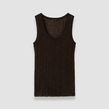 Brown Ycaza Sheer Wool Rib Vest - Joseph
