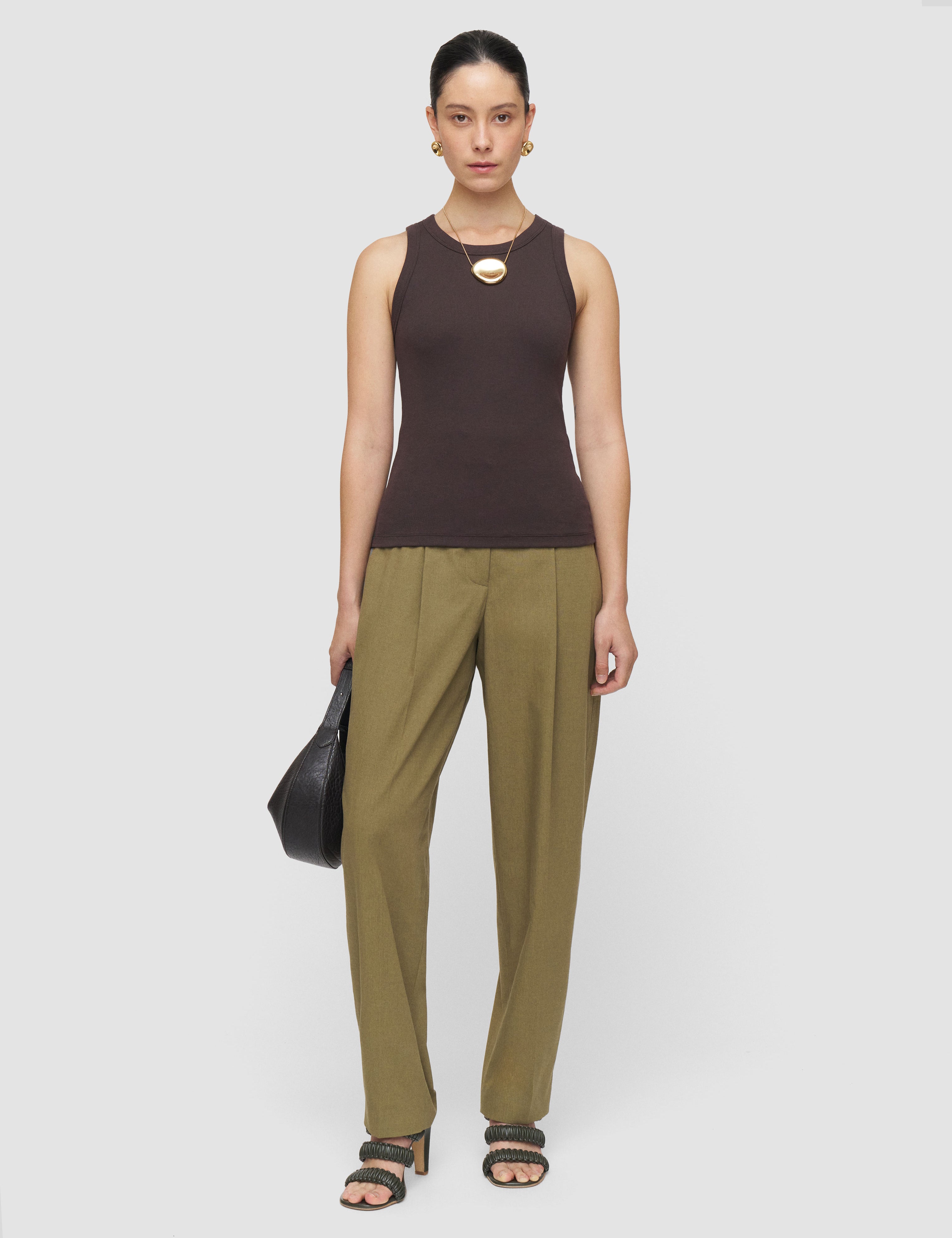 Brown Yeux Cotton Rib Vest - Joseph