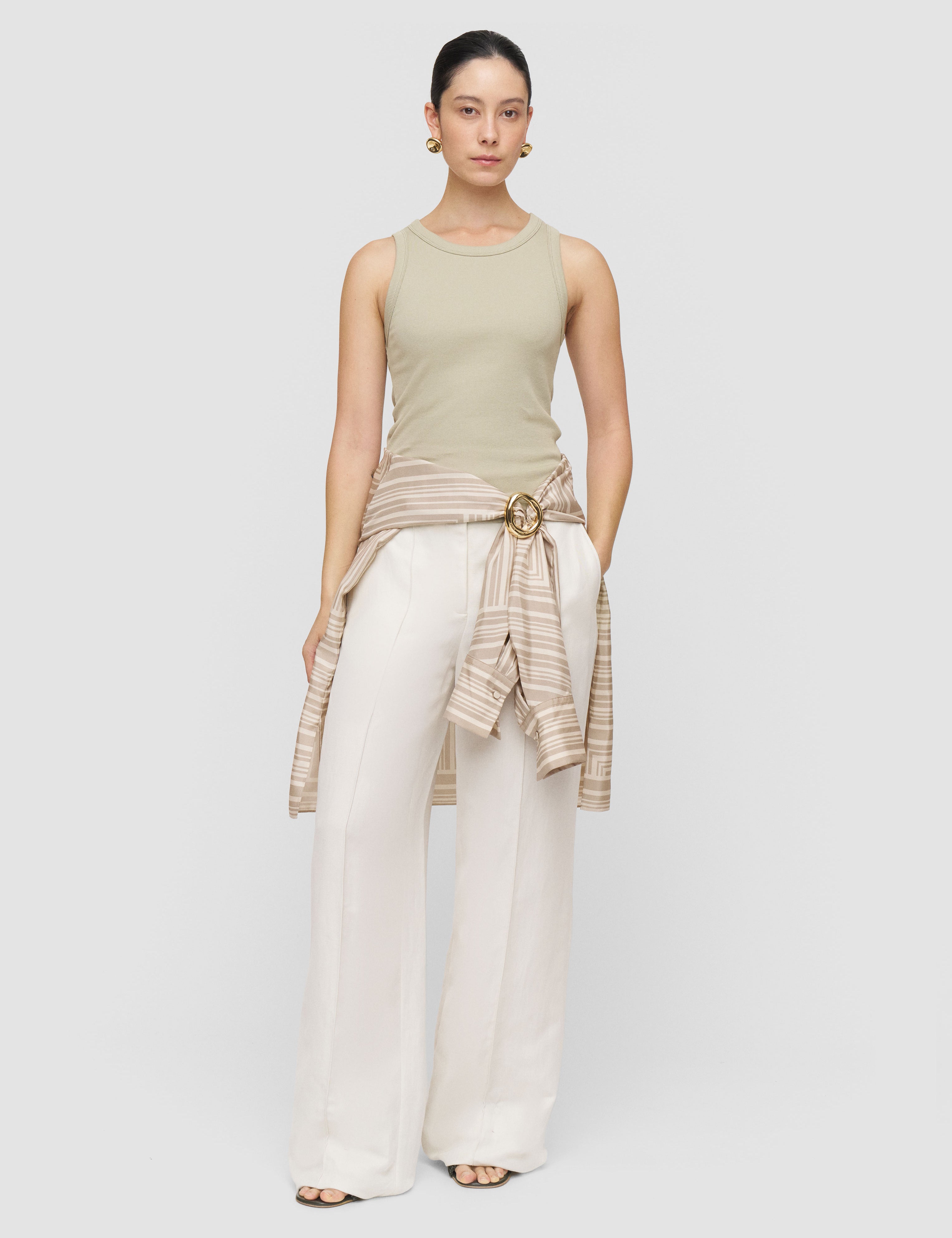 Green Yeux Cotton Rib Vest - Joseph