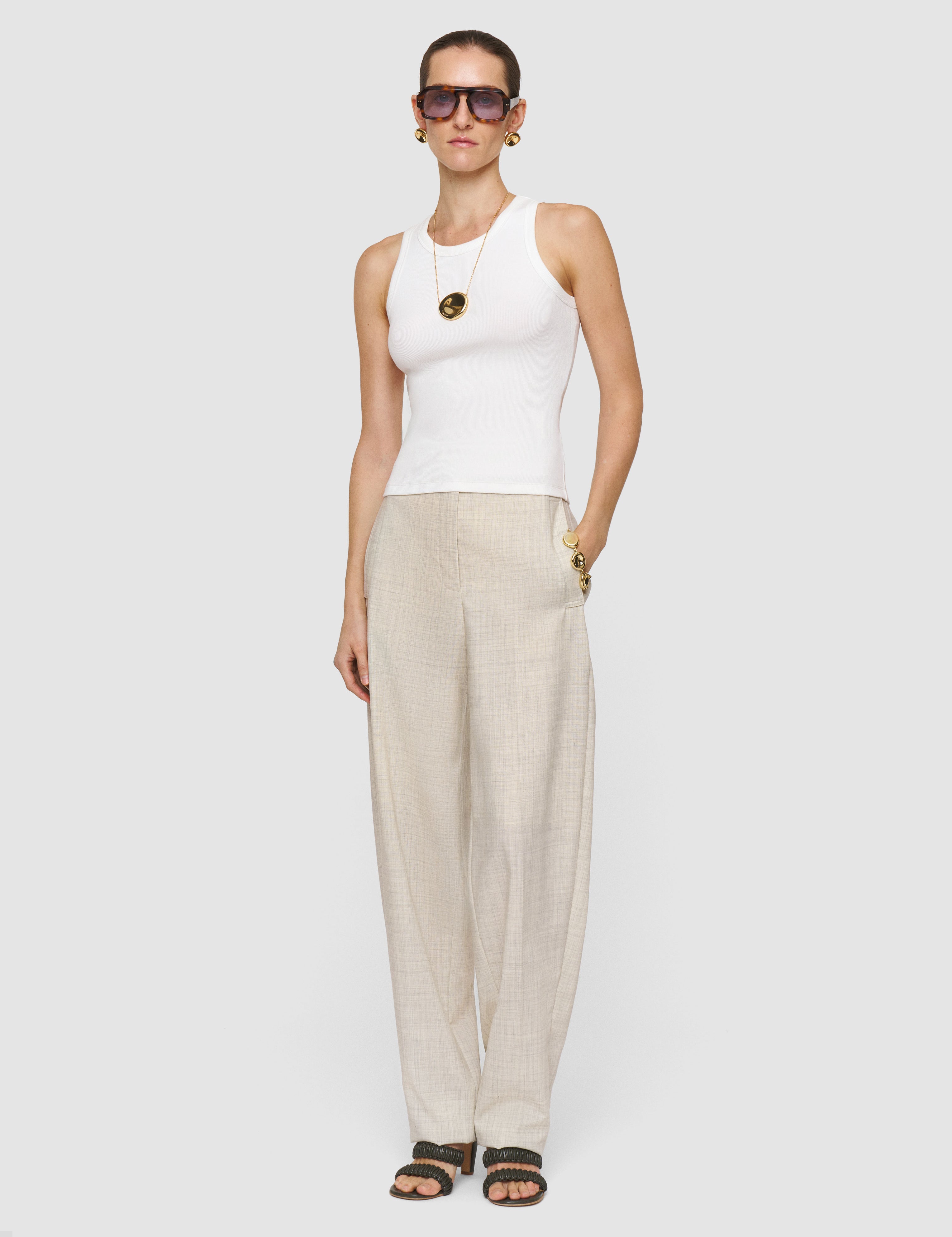 White Yeux Cotton Rib Vest - Joseph