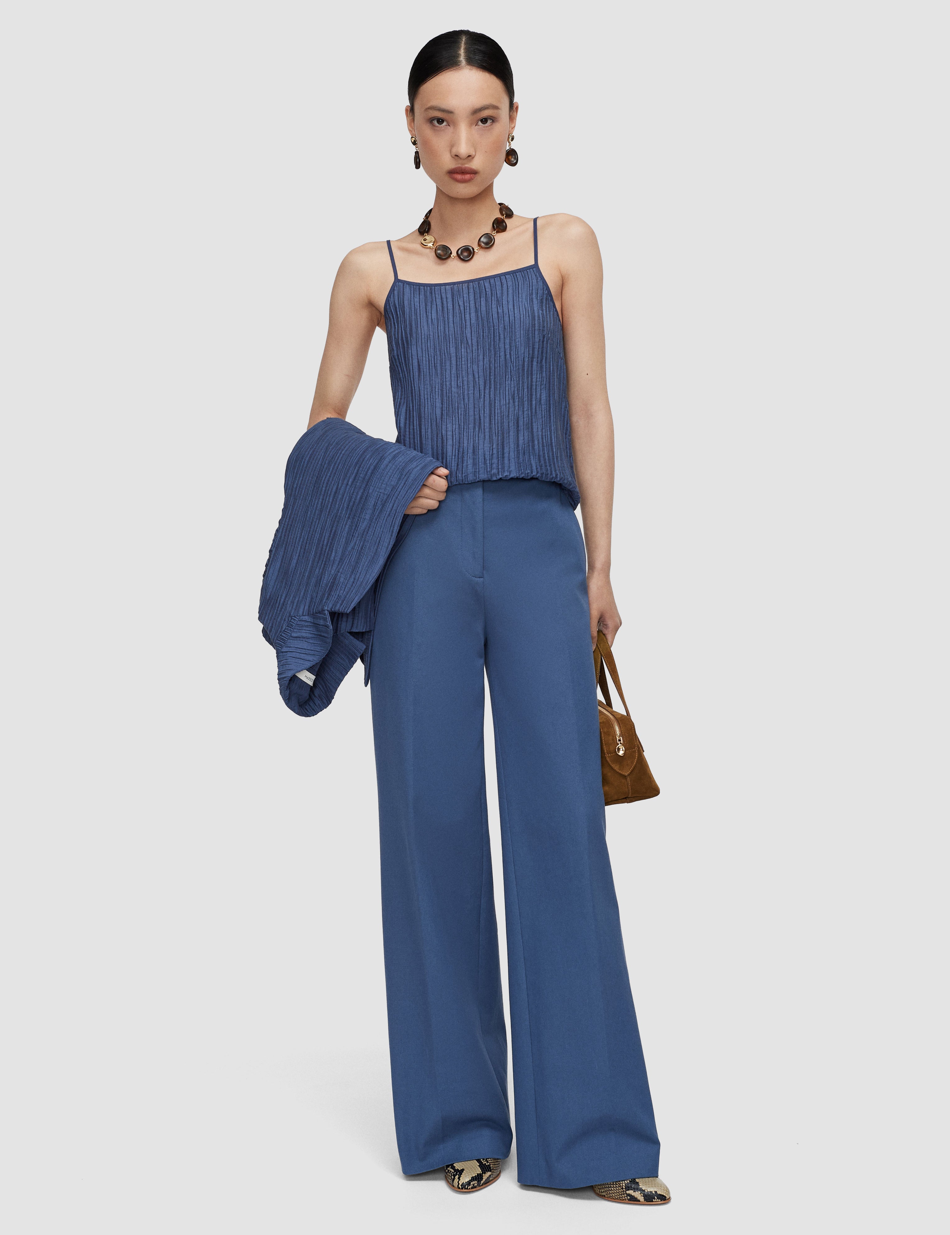 Blue Yukio Gabardine Stretch Trousers - Joseph