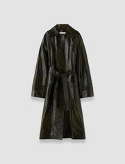 Green Zahia Textured Patent Leather Coat - Joseph