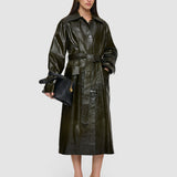 Green Zahia Textured Patent Leather Coat - Joseph