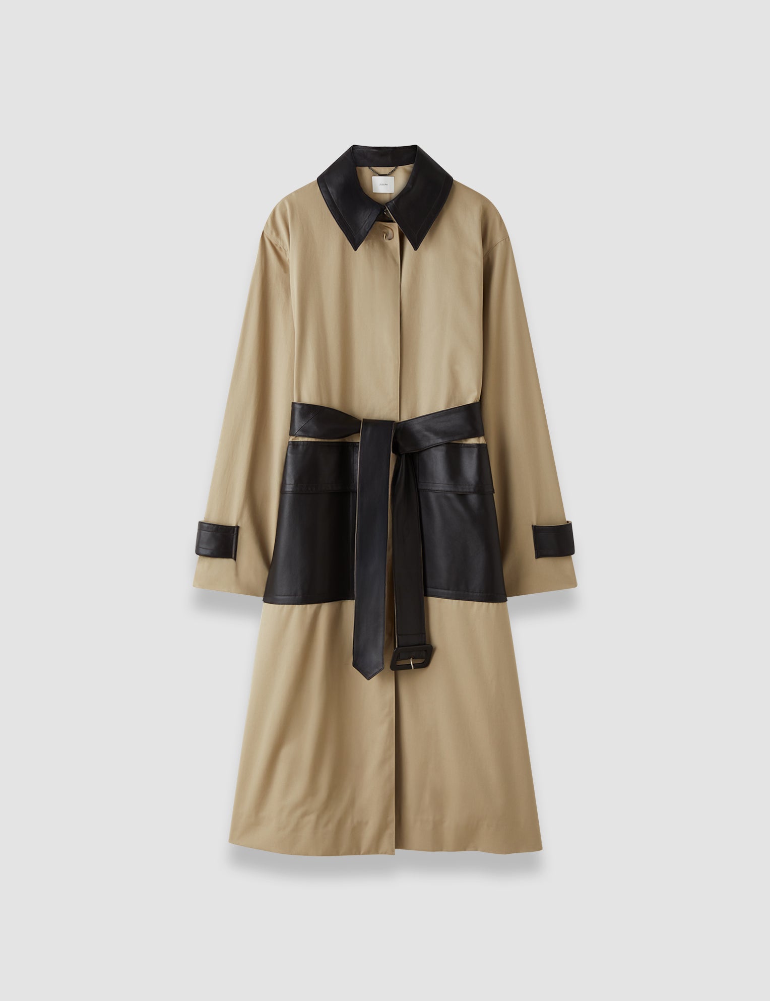 Beige Zaman Cotton Leather Trench Coat - Joseph