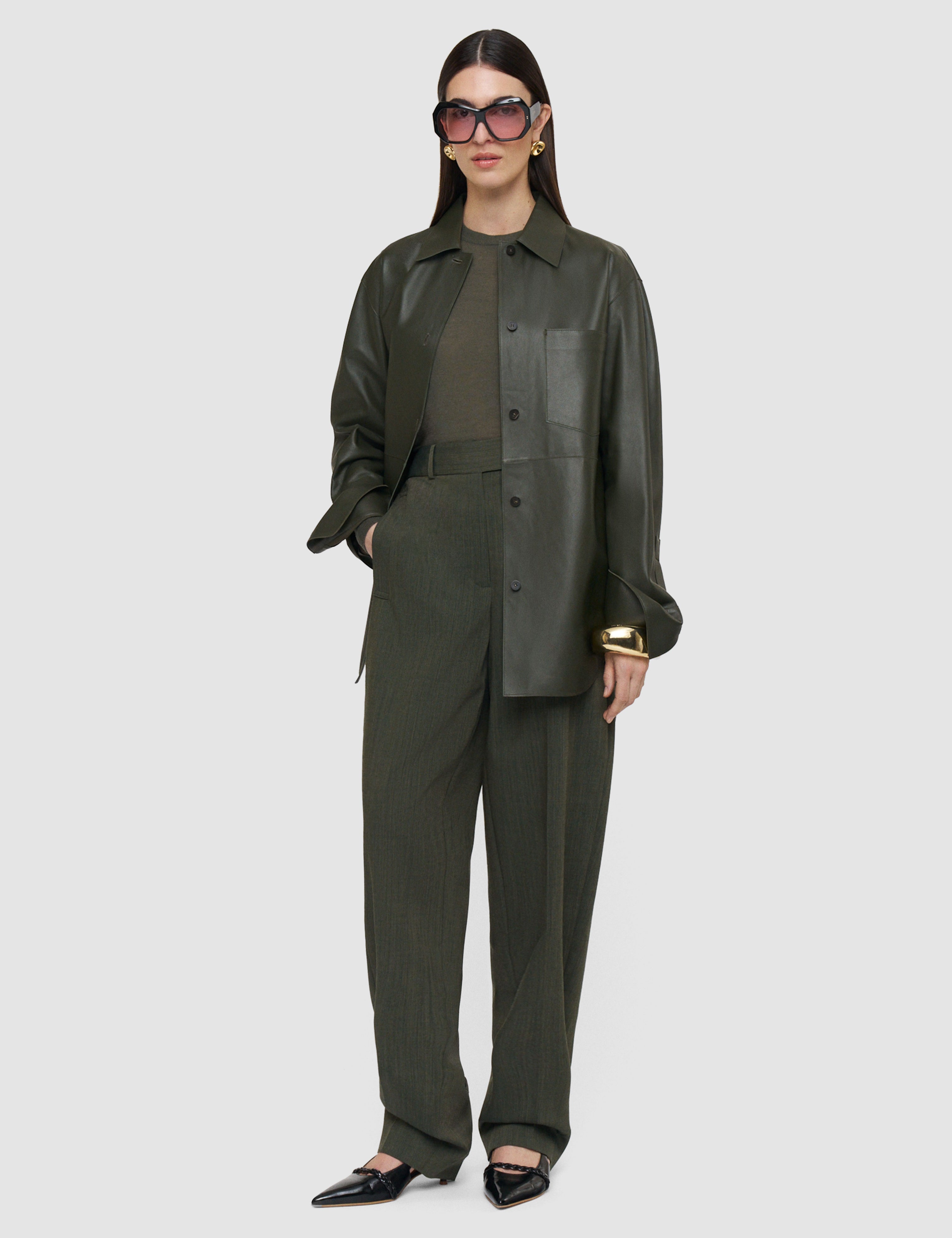 Green Zen Light Wool Trousers - Joseph