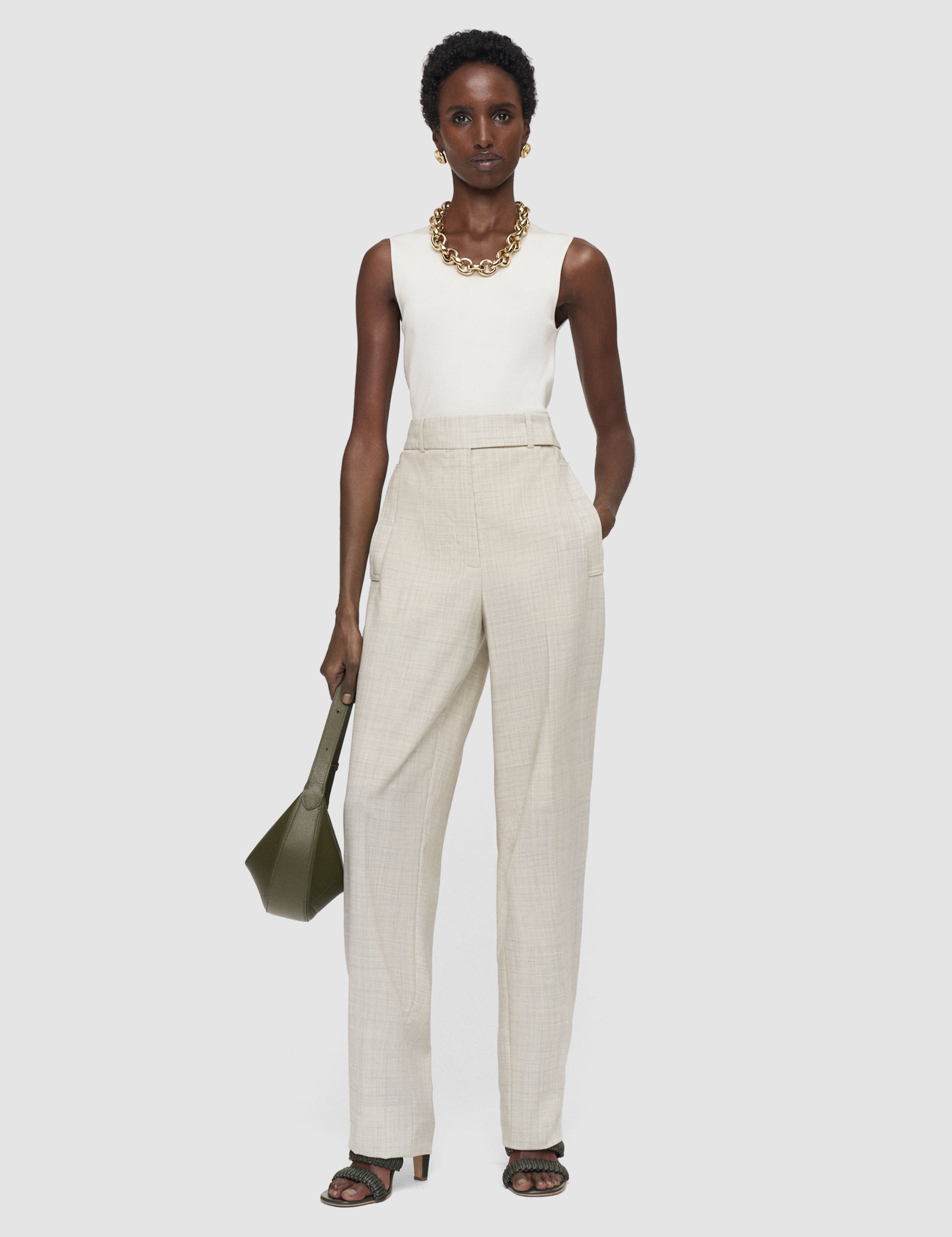 White Zen Light Wool Trousers - Joseph