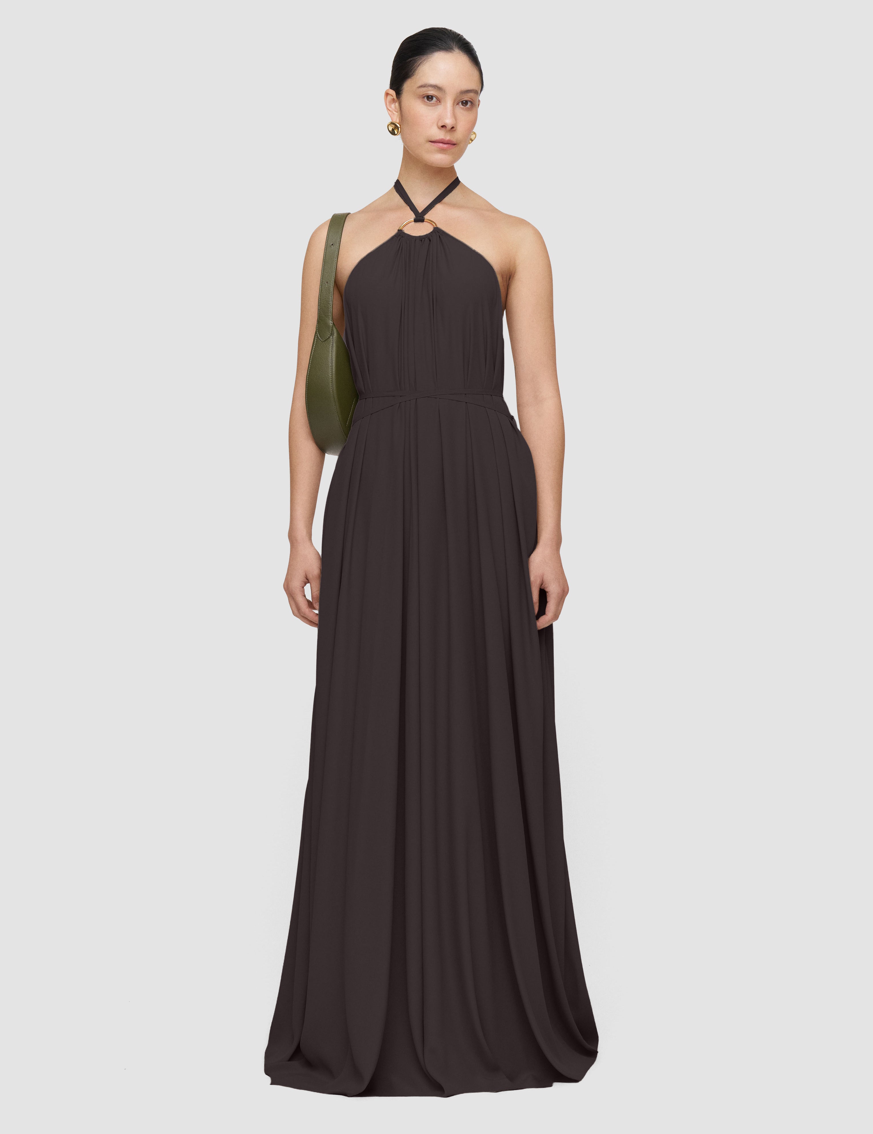 Brown Zuzi Silk Blend Crepe Dress - Joseph